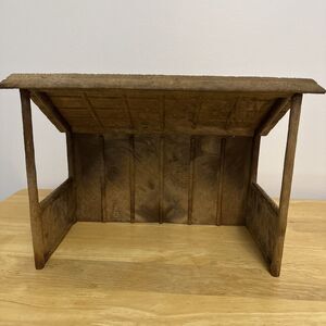 Vintage HOMCO Creche Nativity Manger 4 Piece Stable Christmas